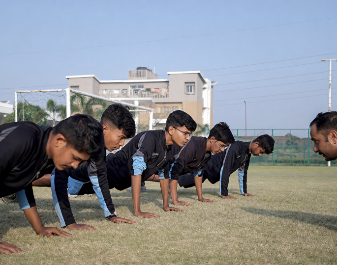 Students participating in fitness activities