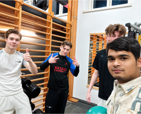 Students at an international exchange activity