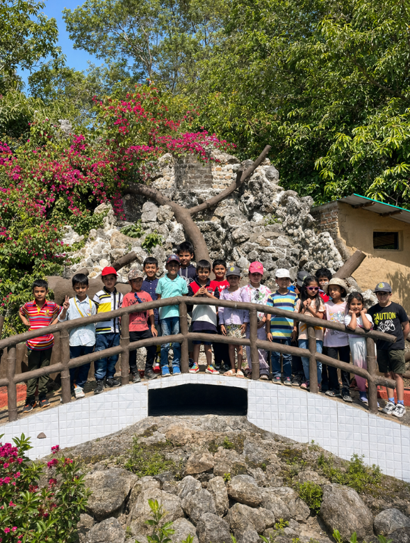 Students learning outdoors