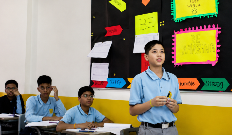 Student leading a classroom discussion