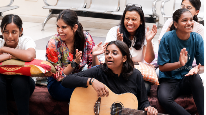Students enjoying music
